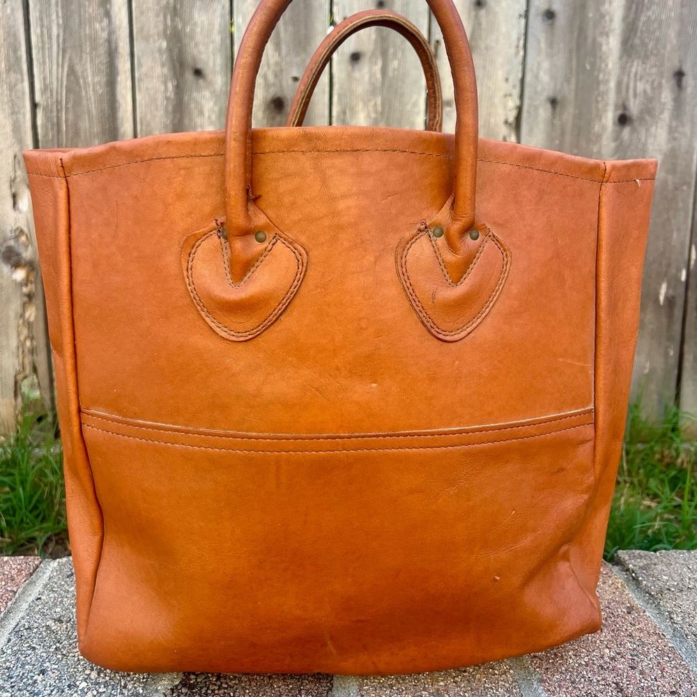 Rare Vintage LL Bean 70s Leather Carryall Bag Tote - Picture 12 of 14